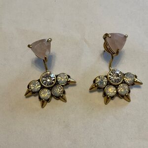 Stella & Dot Gold Tone, Rose Quartz and Crystal Earrings